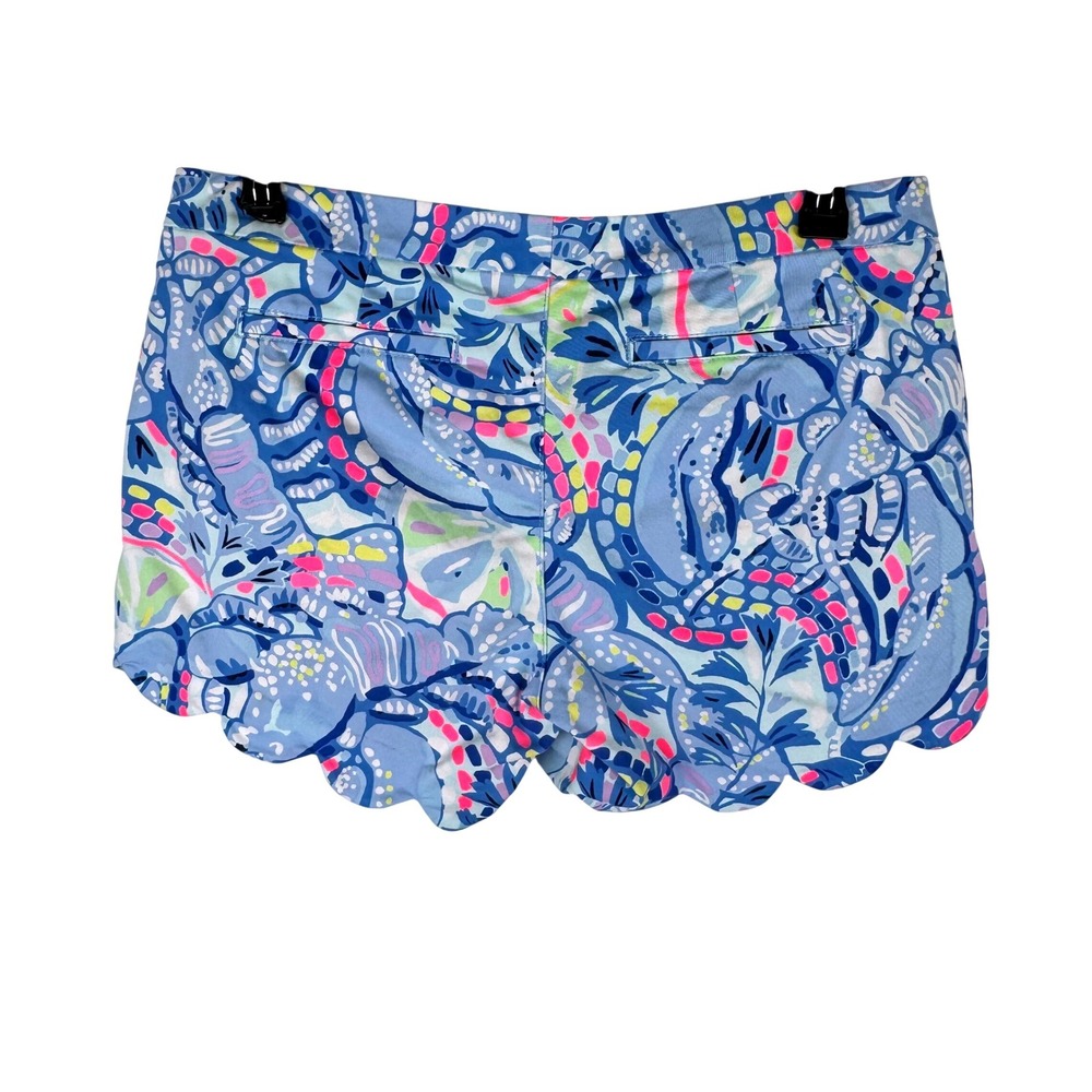 Lilly Pulitzer Buttercup Stretch Shorts Sea To Shining Sea Scalloped Blue Pink 8 - Picture 4 of 7